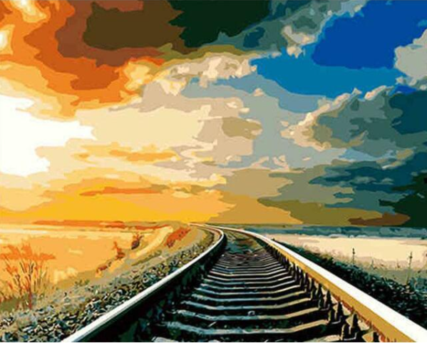 Sunset Railroad - DIY Painting By Numbers Kit